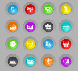 marketing colored plastic round buttons icon set