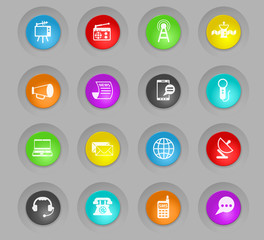 media colored plastic round buttons icon set