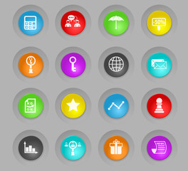 marketing colored plastic round buttons icon set