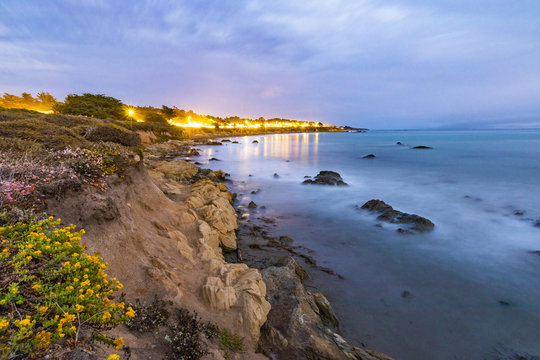 A long exposure image of the coasline of Cambria