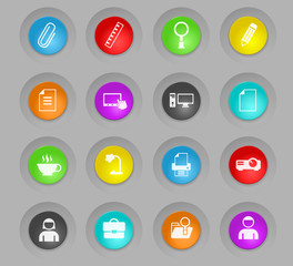 office colored plastic round buttons icon set