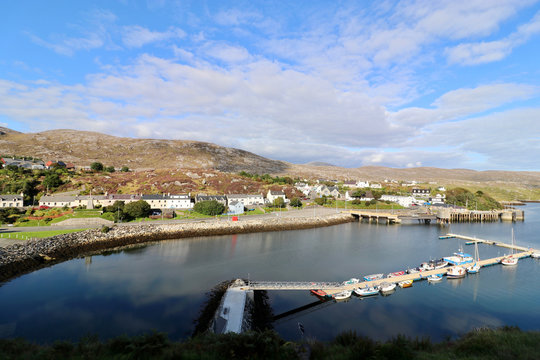 Stadtpanorama von Tarbert, Harris, Hebriden