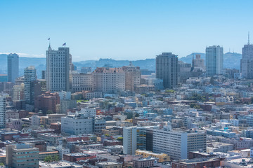 Fototapeta na wymiar San Francisco, aerial view of Financial District downtown 