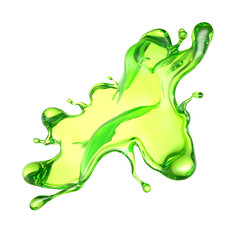 A splash of a transparent green liquid. 3d illustration, 3d rendering.