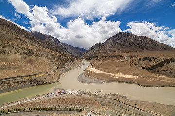 Confluence of Zanskar and Indus rivers - Leh, Ladakh, India