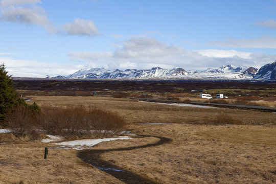 The vast landscape at Thingvellir in Iceland