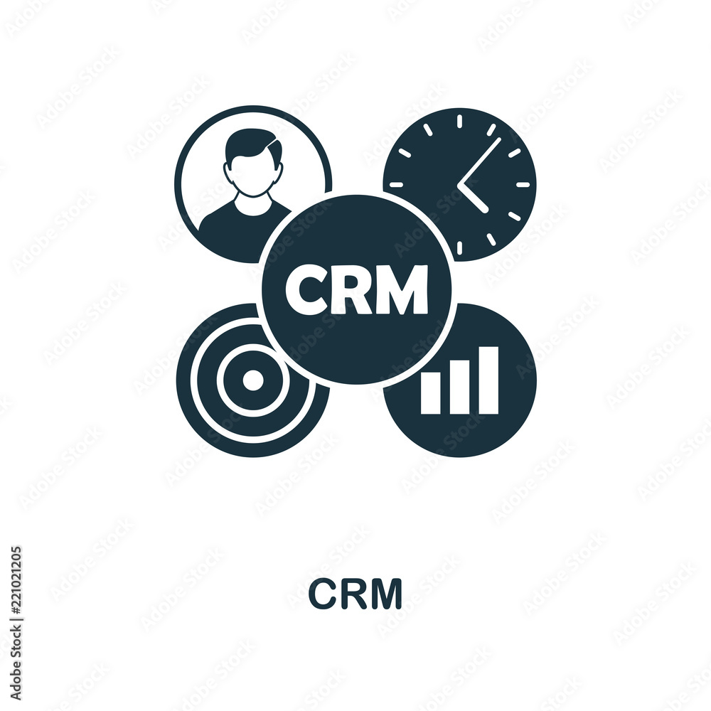 Poster crm icon. monochrome style design from management icon collection. ui. pixel perfect simple pictogra