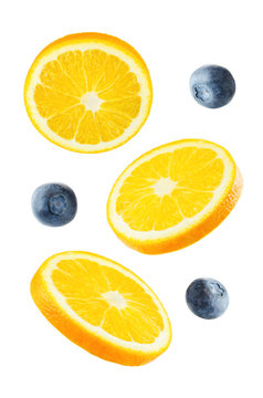 Flying Oranges with blueberries