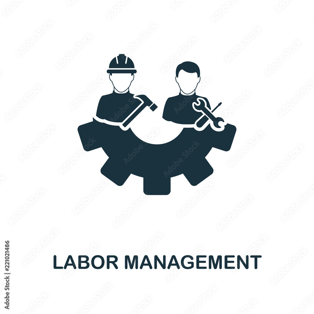 Poster labor management icon. monochrome style design from management icon collection. ui. pixel perfect si