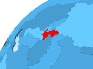 Tajikistan on blue globe