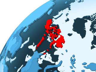 Philippines on blue globe