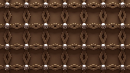 Brown architectural, interior pattern, beige gold texture wall. 3d illustration, 3d rendering.