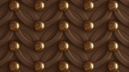Brown architectural, interior pattern, beige gold texture wall. 3d illustration, 3d rendering.