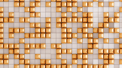 Golden white geometric background. 3d illustration, 3d rendering.
