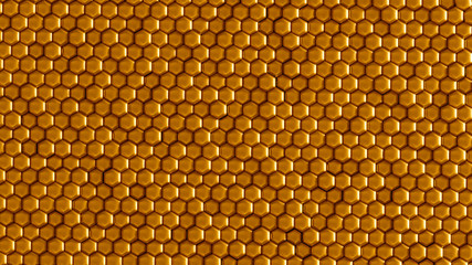 Golden geometric background with hexagons. 3d illustration, 3d rendering.