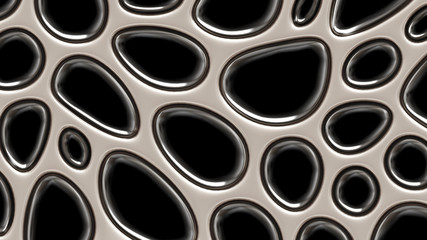 White and black texture background with relief and circles. 3d illustration, 3d rendering.