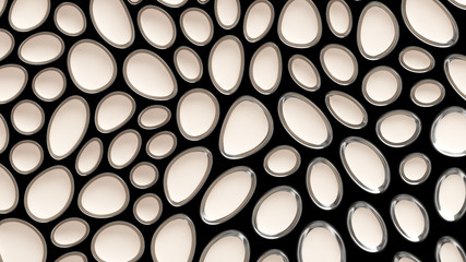 White and black texture background with relief and circles. 3d illustration, 3d rendering.