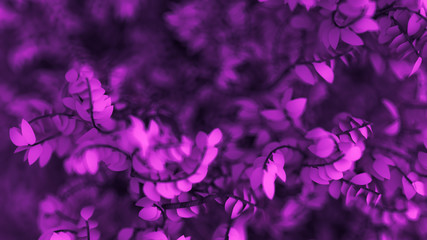 Fototapeta na wymiar Beautiful purple background with leaves, season of the year. 3d illustration, 3d rendering.
