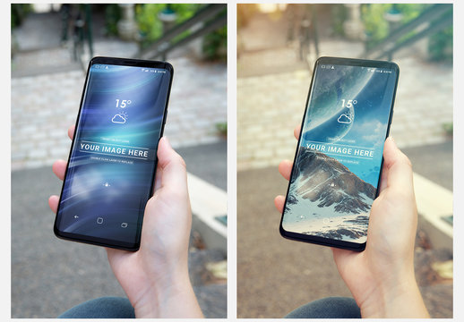 Smartphone Held in One Hand Mockup