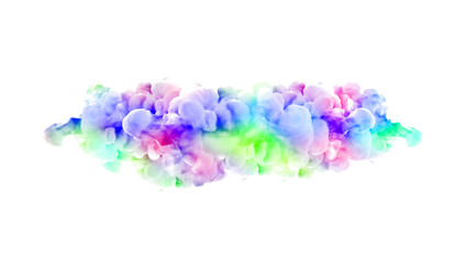 Multicolor smoke on white background. 3d illustration, 3d rendering.