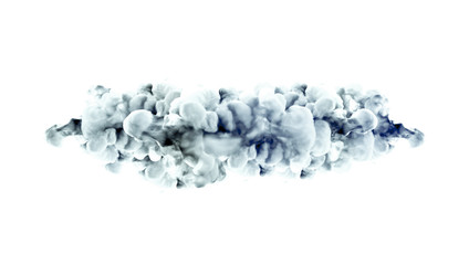 Gray smoke on white background. 3d illustration, 3d rendering.
