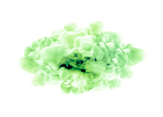 Green smoke on white background. 3d illustration, 3d rendering.