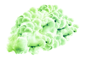 Green smoke on white background. 3d illustration, 3d rendering.