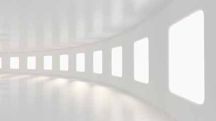 Futuristic white empty matte interior. 3d illustration, 3d rendering.