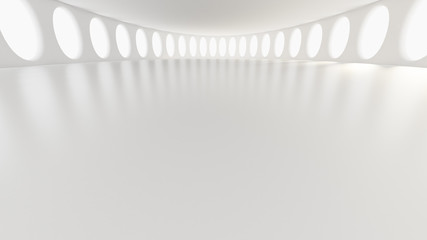 Futuristic white empty matte interior. 3d illustration, 3d rendering.
