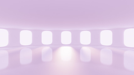 Futuristic light purple blank matte interior. 3d illustration, 3d rendering.