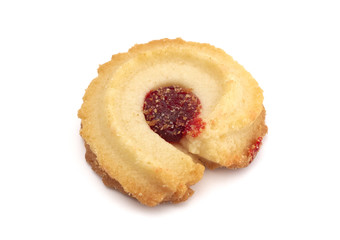 Strawberry Jam Filled Shortbread on a White Background