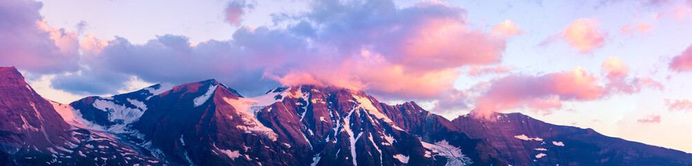 The 3570 metres tall peak of the Wiesbachhorn mountain with soft colours in the morning