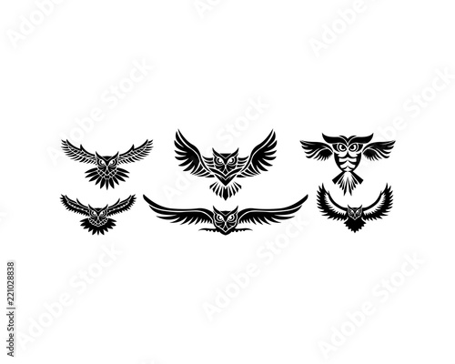 Owl Logo Vector Illustration Emblem Design On White Background