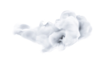 Smoke clouds on white background. 3d illustration, 3d rendering.