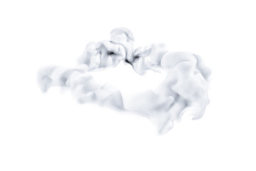 Smoke clouds on white background. 3d illustration, 3d rendering.