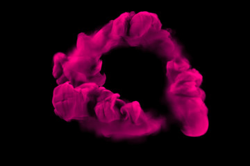 Pink smoke on a black background. 3d illustration, 3d rendering.
