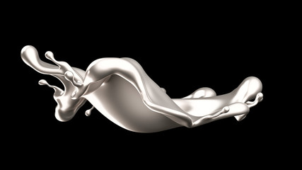 Naklejka premium Luxury silver splash of liquid. 3d illustration, 3d rendering.