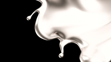 Luxury silver splash of liquid. 3d illustration, 3d rendering.