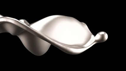 Luxury silver splash of liquid. 3d illustration, 3d rendering.