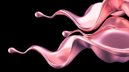 Luxury golden splash of liquid. 3d illustration, 3d rendering.