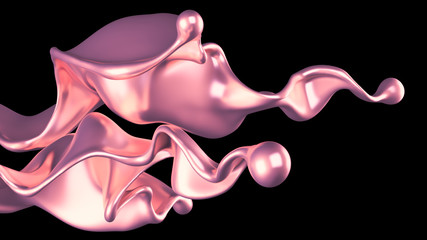 Luxury golden splash of liquid. 3d illustration, 3d rendering.