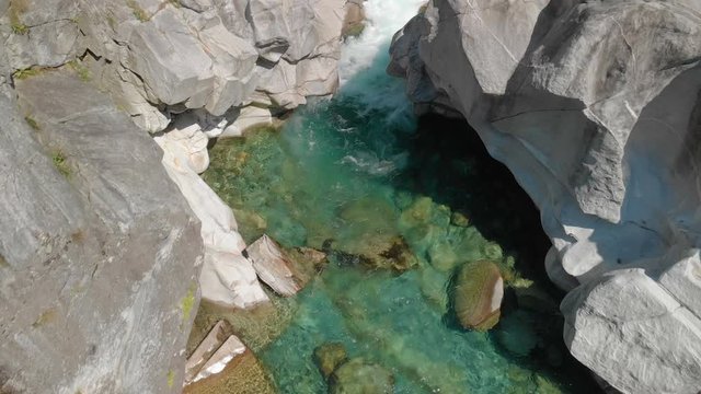 River in Verzasca valley with Swiss Alps in canton Ticino, Switzerland, Europe.