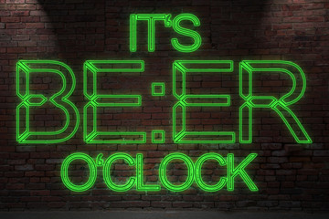 Fototapeta na wymiar Neon Lettering Beer O´Clock