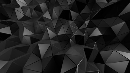 Black crystal background with triangles. 3d illustration, 3d rendering.