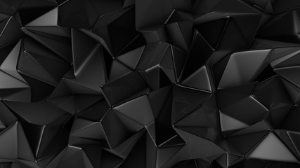 Black crystal background with triangles. 3d illustration, 3d rendering.