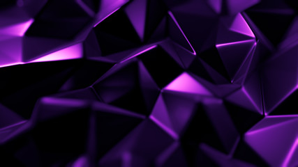 Purple crystal background with triangles. 3d illustration, 3d rendering.