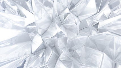 White crystal background with triangles. 3d illustration, 3d rendering.