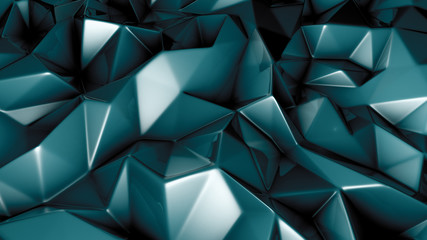 Green crystal background with triangles. 3d illustration, 3d rendering.