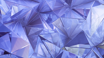 Purple crystal background with triangles. 3d illustration, 3d rendering.