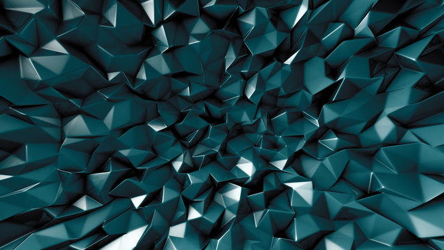 Green Crystal Background With Triangles. 3d Illustration, 3d Rendering.